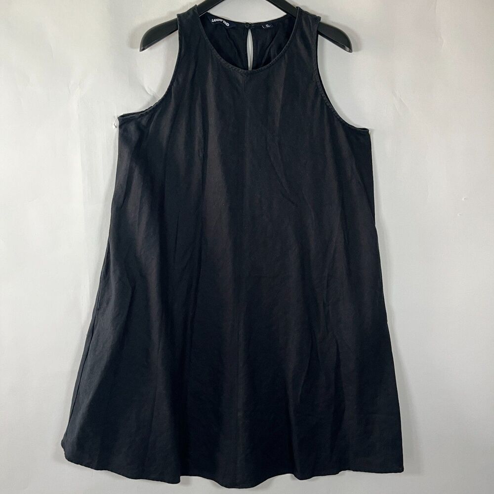 Lands' End Linen Dress XL 18 Sleeveless‎ Shift Resort Beachy Lagenlook Minimal